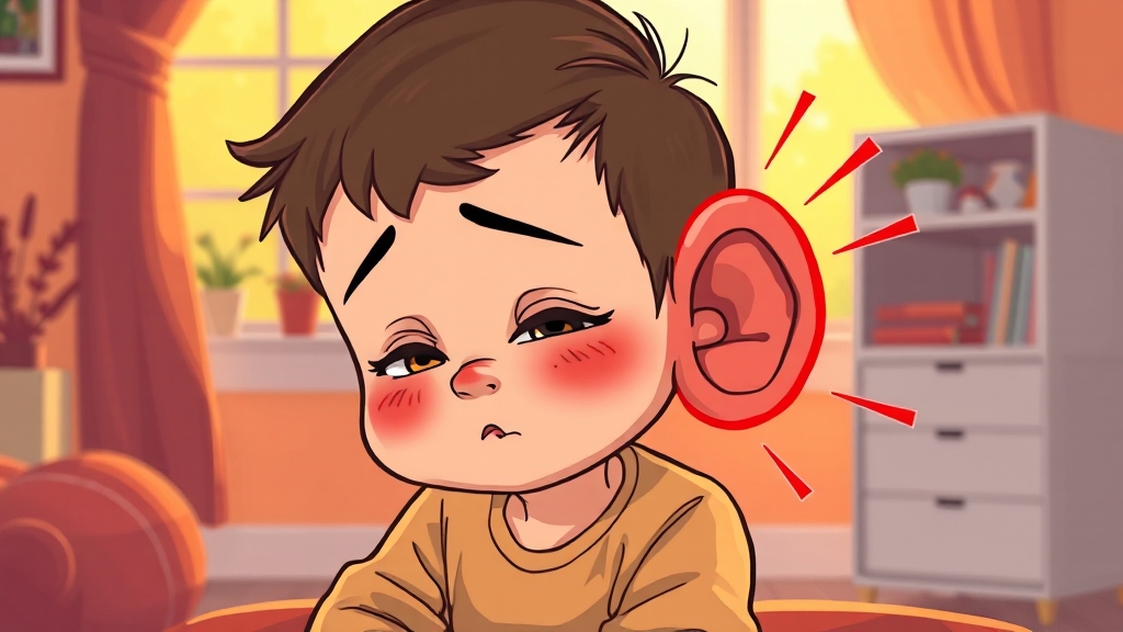 중이염 일반적인 증상 (cartoon 스타일)