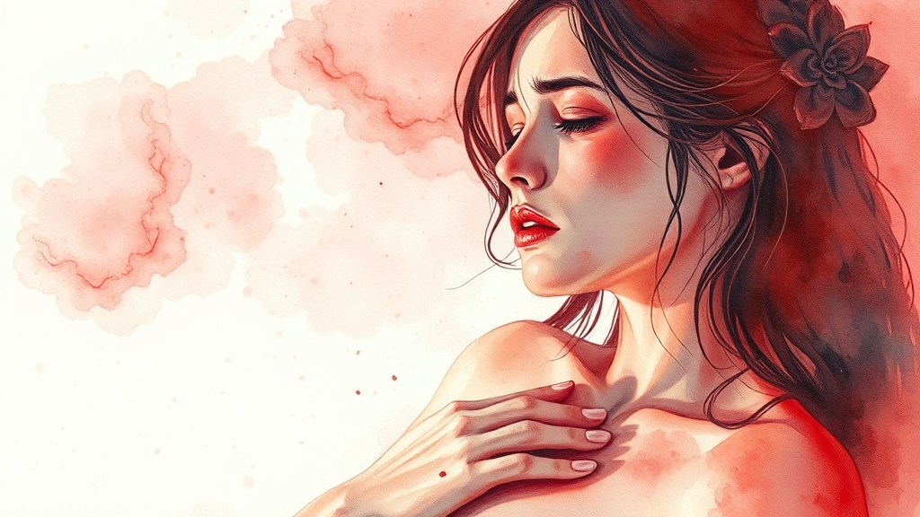 자궁내막증, 어떤 증상이 나타날까요? (watercolor 스타일)
