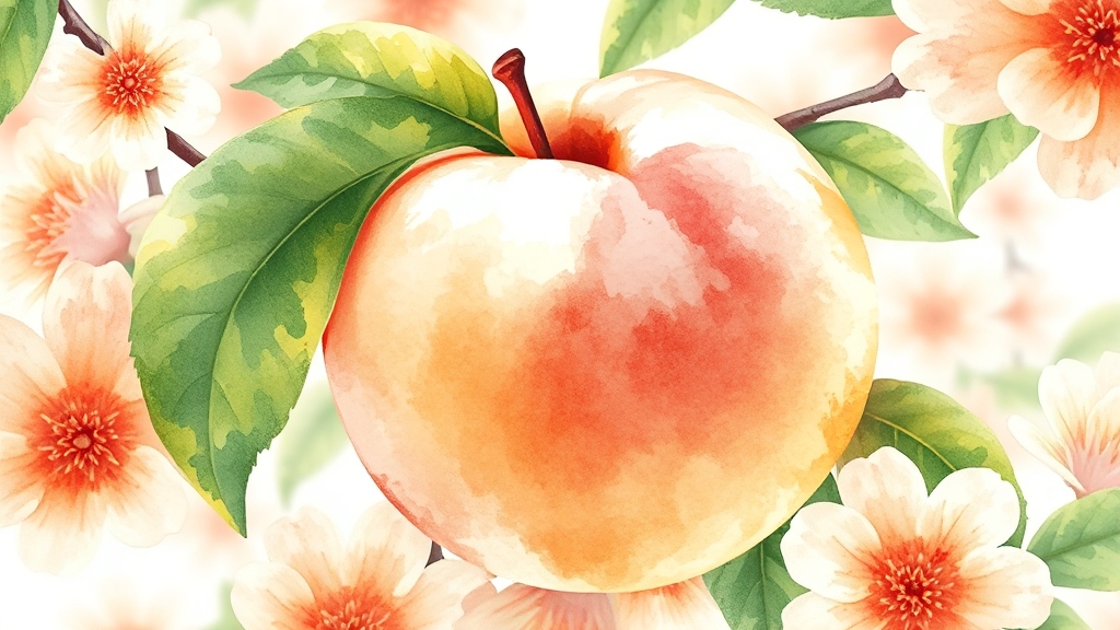 대극천 복숭아 영양과 효능 (watercolor 스타일)