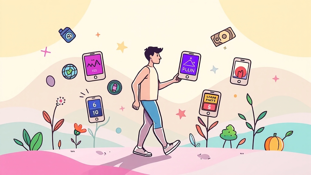 나에게 딱 맞는 만보기 앱 추천 (cartoon 스타일)