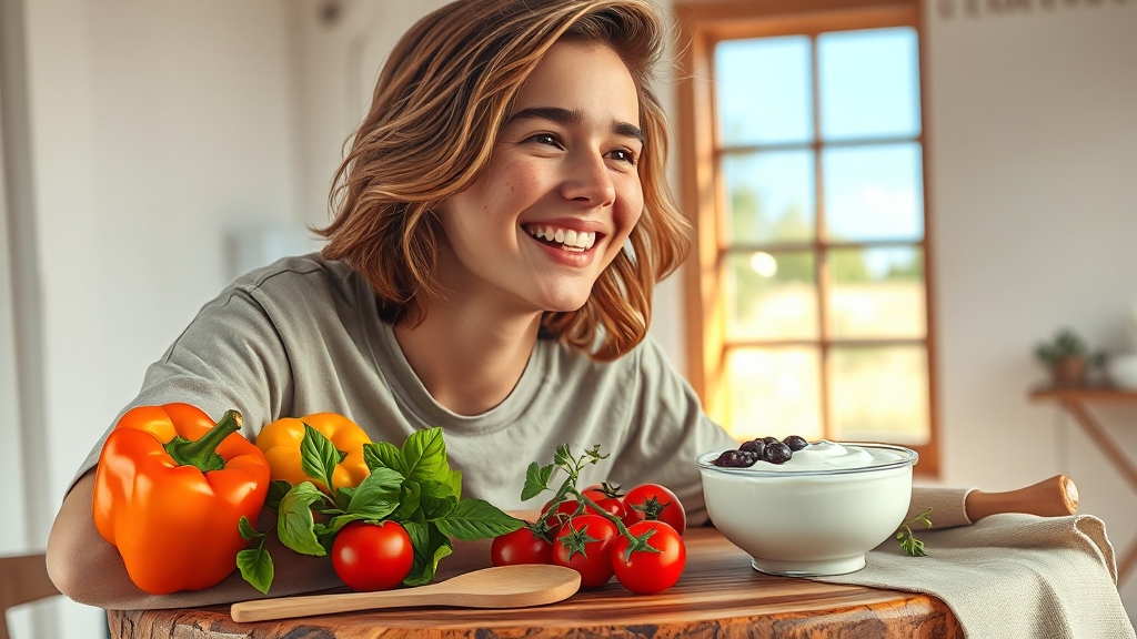 건강한 장 식단 관리 핵심 (realistic 스타일)