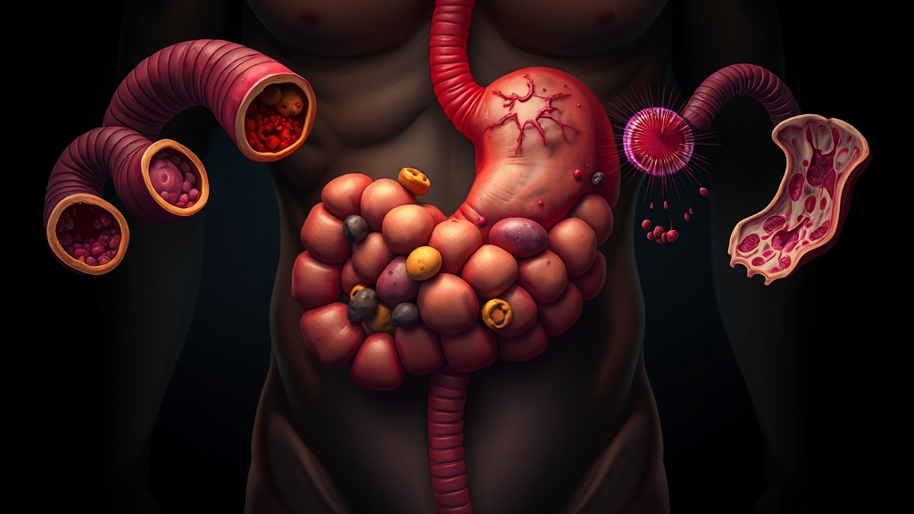 소화 불량의 원인과 증상 (realistic 스타일)