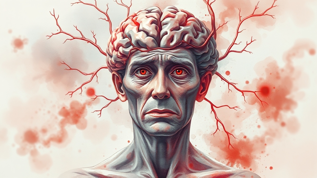 뇌졸중과의 관계 (watercolor 스타일)