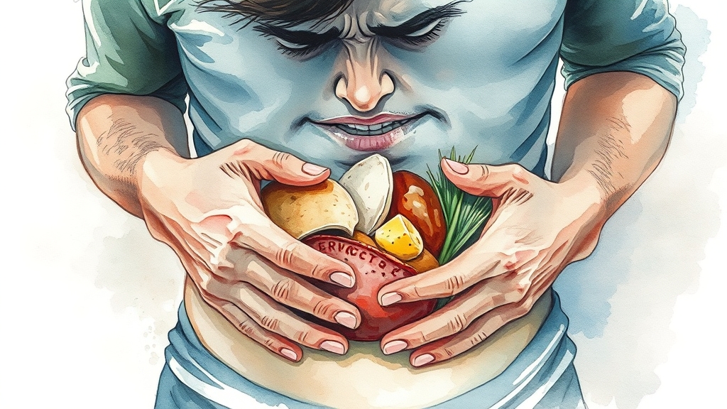 체했을 때 증상 (watercolor 스타일)