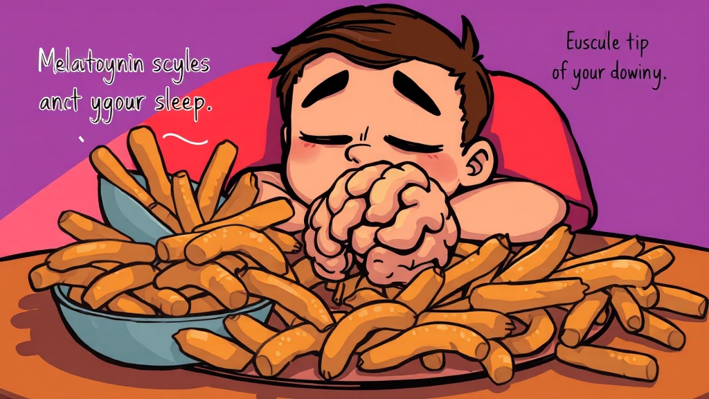 식곤증 유발 음식 & 습관 (cartoon 스타일)