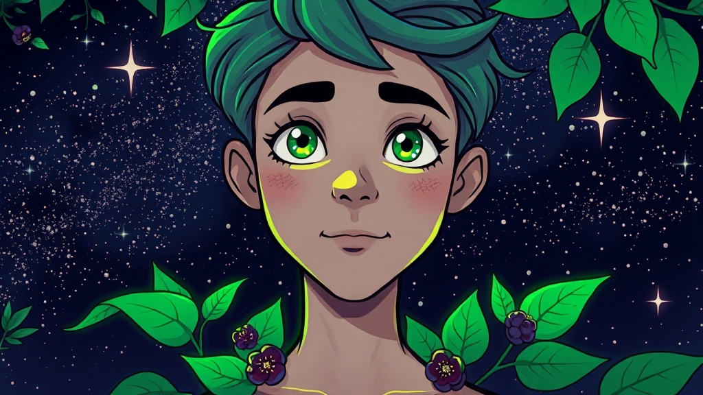 까마중 효능: 건강 영향 (cartoon 스타일)