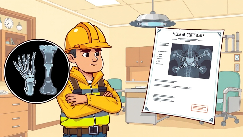 산재, 근재 보험과 진단서 (cartoon 스타일)
