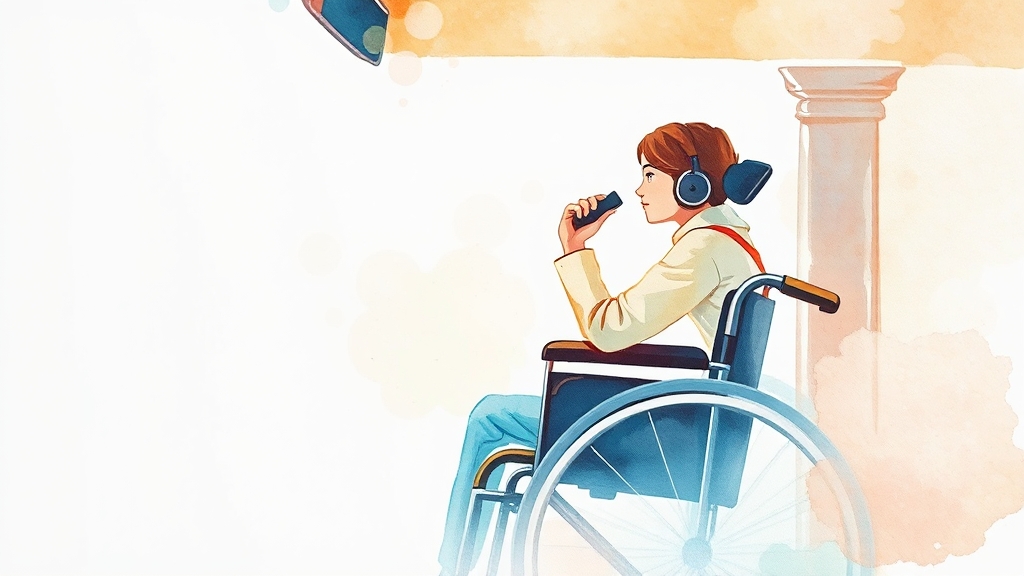 휠체어, 더 많은 지원을 받을 수 있어요! (watercolor 스타일)