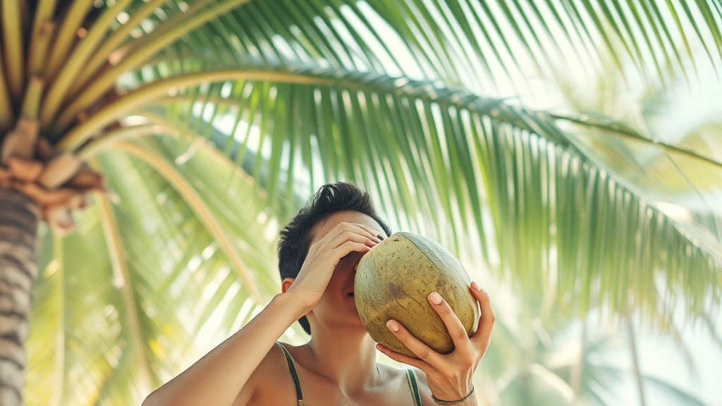 코코넛워터, 주요 효능은? (watercolor 스타일)