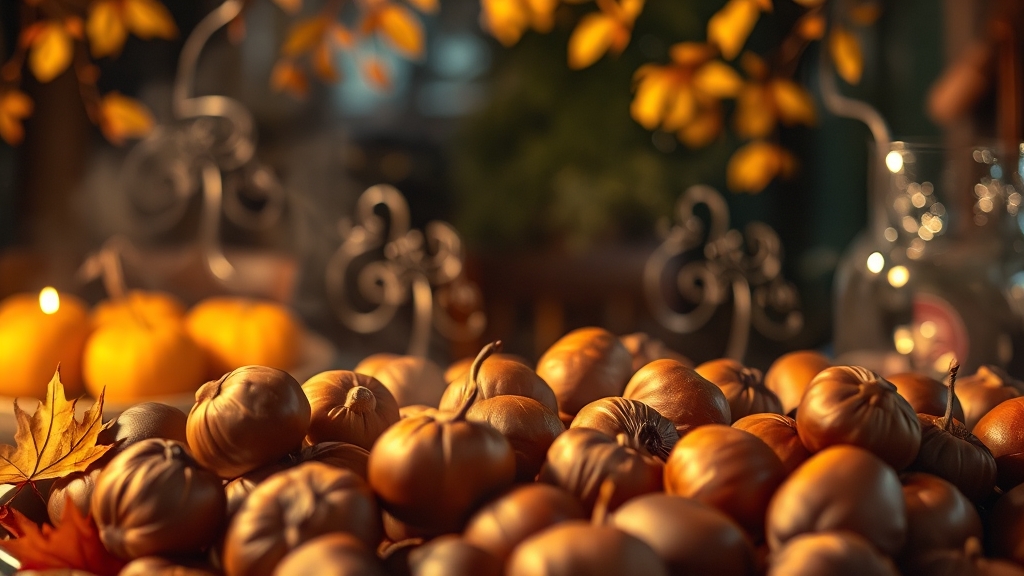 밤, 가을의 대표 간식 (realistic 스타일)