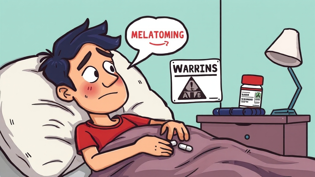 멜라토닌 부작용 및 주의사항 (cartoon 스타일)