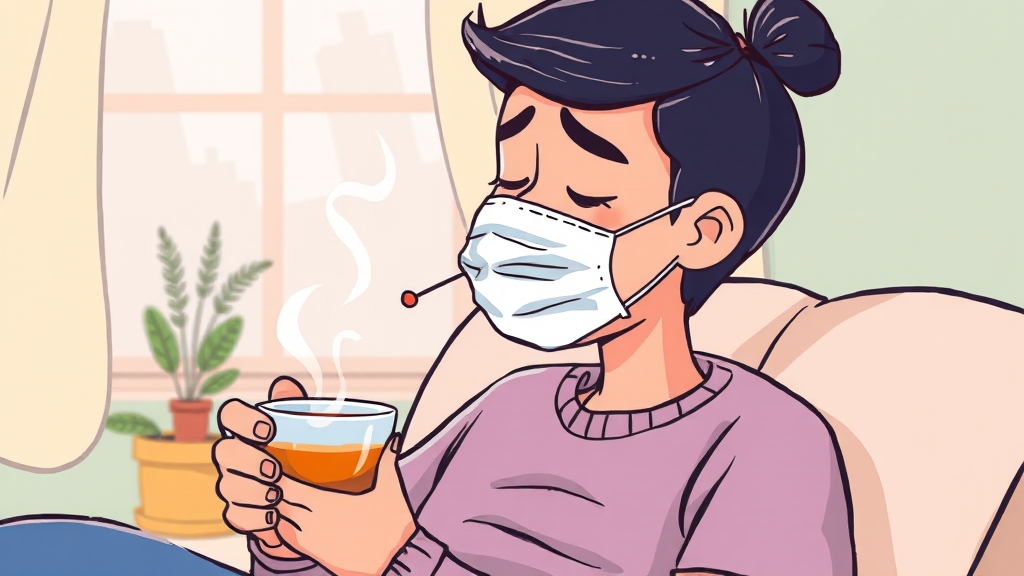 증상별 대처 방법: 독감, 코로나, 감기 (cartoon 스타일)