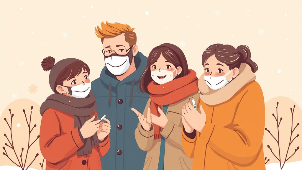 독감 및 코로나19 예방 전략 (illustration 스타일)