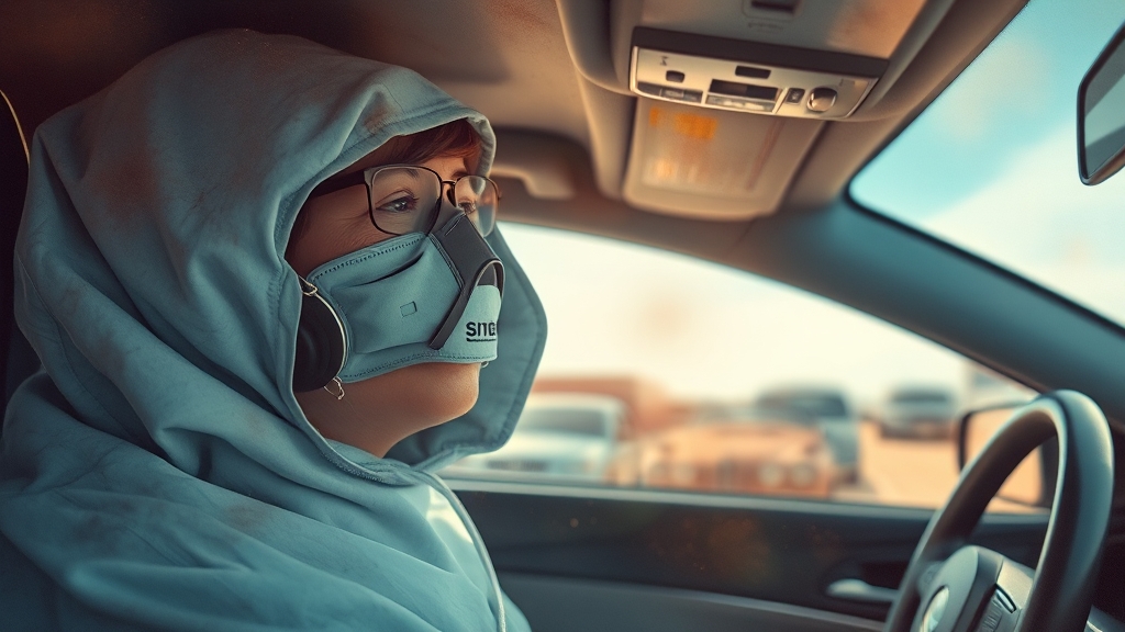 미세먼지 저감 대책: 차량 관리 (watercolor 스타일)