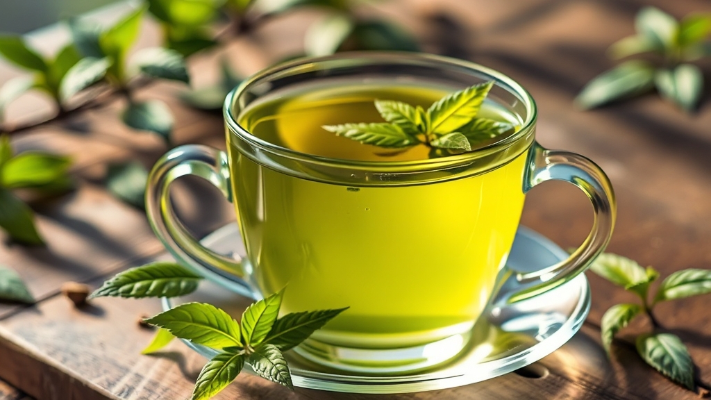 마테차의 소화 기능 개선 효과 (realistic 스타일)