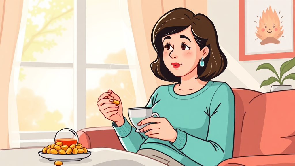 호로파 캡슐 섭취 방법 (cartoon 스타일)