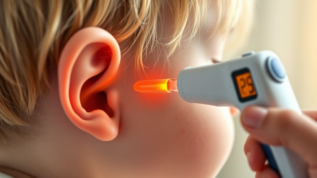 귀체온계 작동 원리 (realistic 스타일)