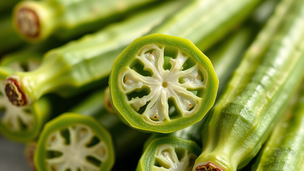 오크라 주요 영양 성분 (realistic 스타일)