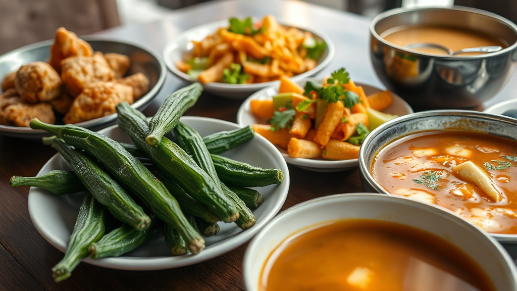 오크라 맛있게 먹는 법 (realistic 스타일)